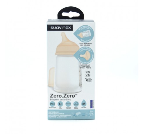 BIBERON SUAVINEX ZERO ANTICOLICO SILICONA +0M 270 ML Biberones y tetinas