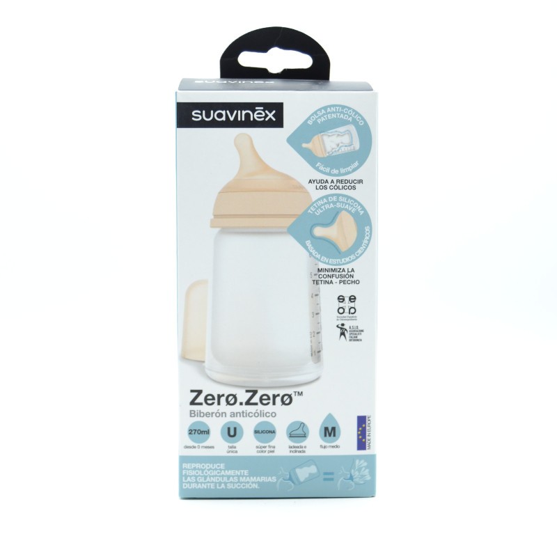 BIBERON SUAVINEX ZERO ANTICOLICO SILICONA +0M 270 ML Biberones y tetinas