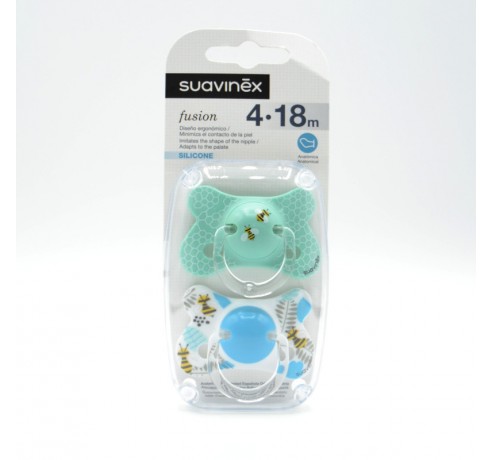 CHUPETE SUAVINEX FUSION SILICONA ANATOMICO 4-18M 2U MARIPOSA Chupetes y broches