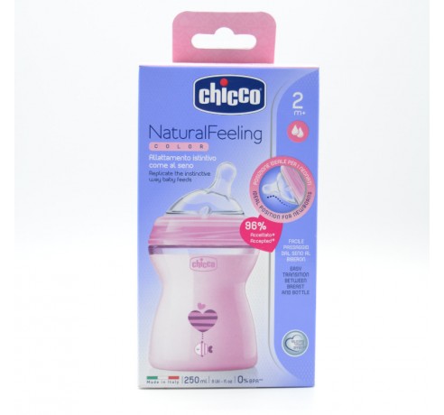 BIBERON CHICCO NF SILICONA ROSA +2M Biberones y tetinas