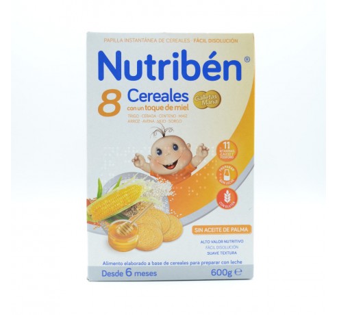 NB PAPILLA 8 CEREALES MIEL GALLETAS MARIA 600 G Papillas y snacks