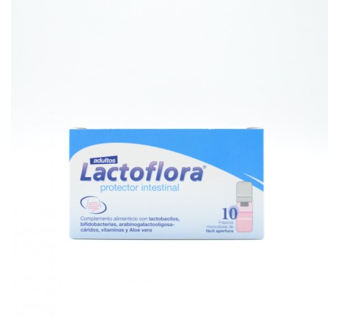 LACTOFLORA PROTECTOR INTESTINAL ADULTOS 10 VIALES FRESA Probióticos y sueros de rehidratación