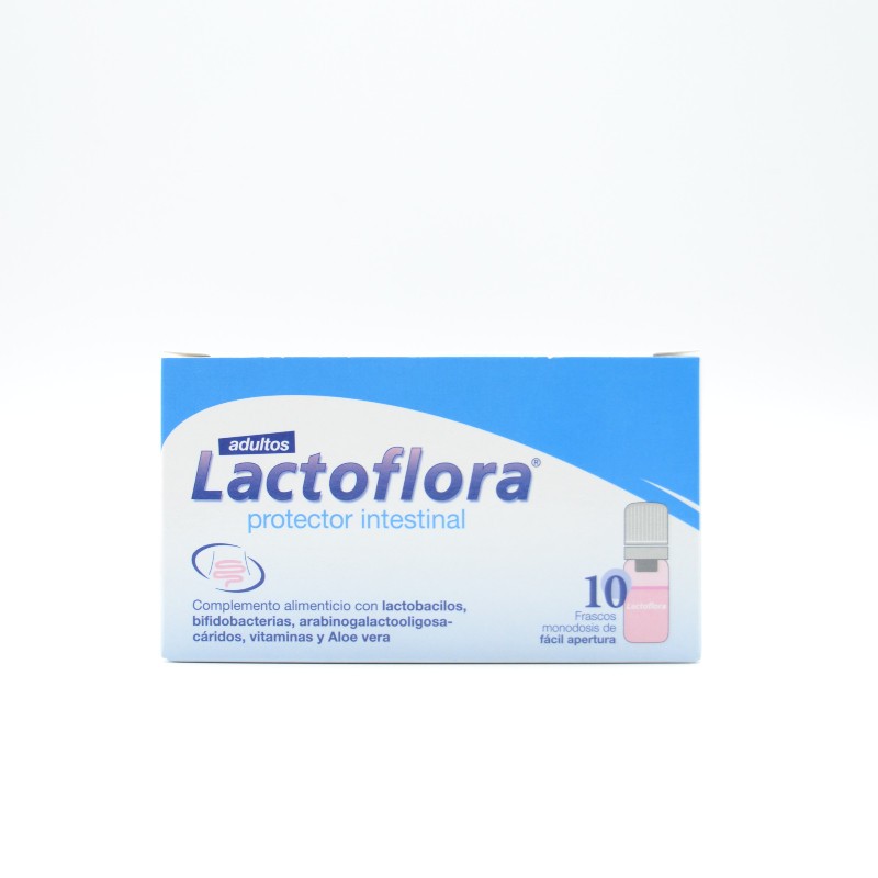 LACTOFLORA PROTECTOR INTESTINAL ADULTOS 10 VIALES FRESA Probióticos y sueros de rehidratación