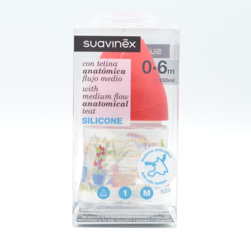 BIBERON SUAVINEX SILICONA ANATOMICO F. MEDIO 0-6M 150ML Biberones y tetinas