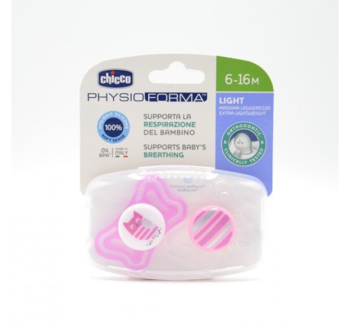 CHUPETE CHICCO SILICONA PHYSIO LIGHT ROSA 6-16M Chupetes y broches