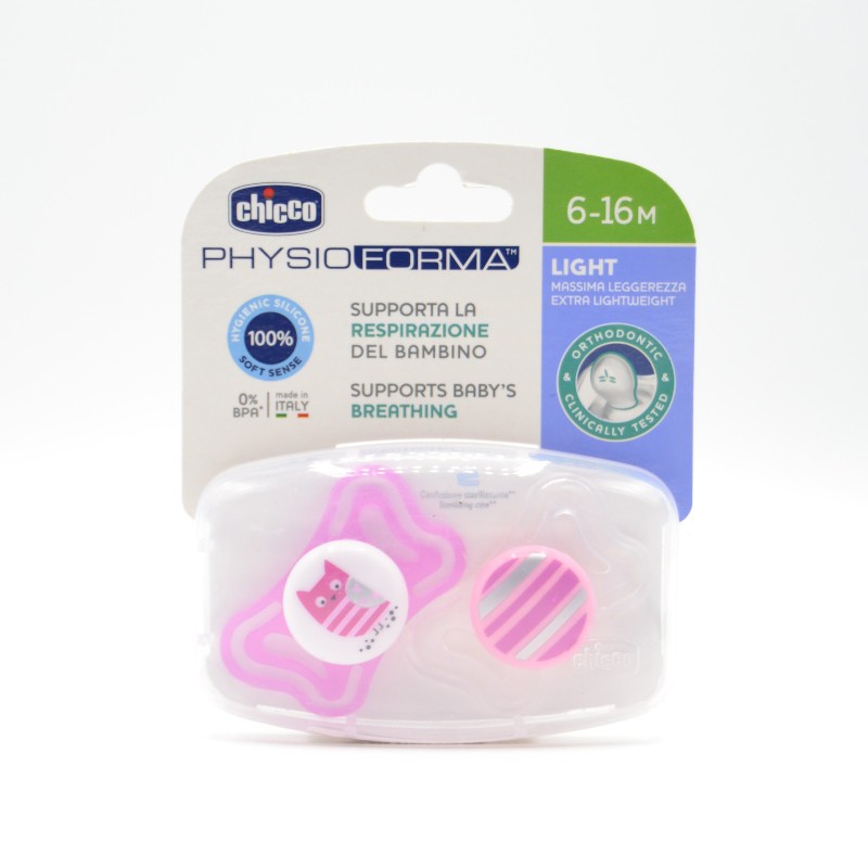 CHUPETE CHICCO SILICONA PHYSIO LIGHT ROSA 6-16M Chupetes y broches