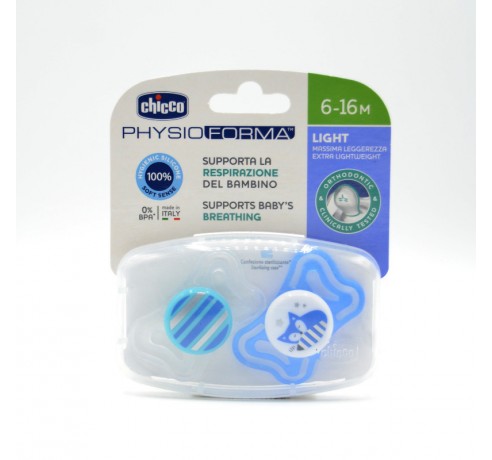 CHUPETE CHICCO SILICONA PHYSIO LIGHT AZUL 6-16M Chupetes y broches