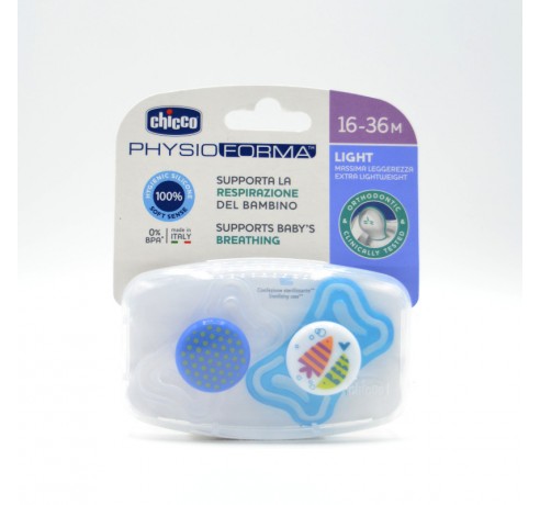 CHUPETE CHICCO SILICONA PHYSIO LIGHT AZUL 16-36M Chupetes y broches