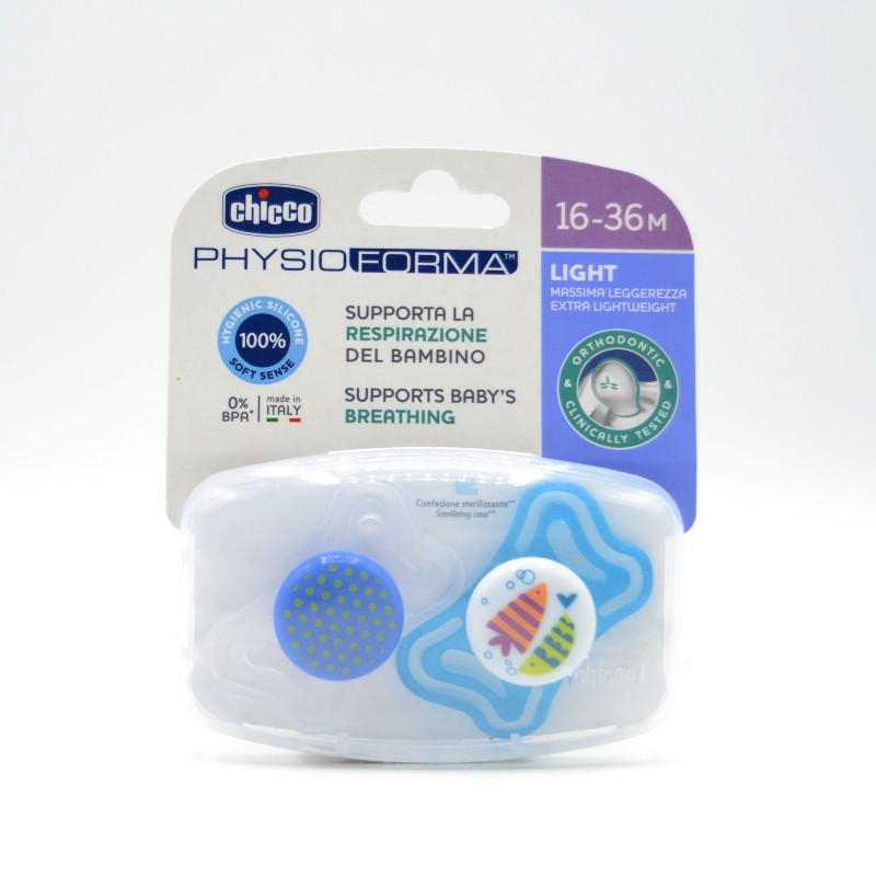 CHUPETE CHICCO SILICONA PHYSIO LIGHT AZUL 16-36M Chupetes y broches