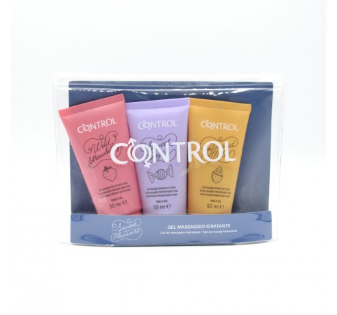 CONTROL KIT DE VIAJE GEL DE MASAJE 3X50ML Lubricantes y geles de masaje