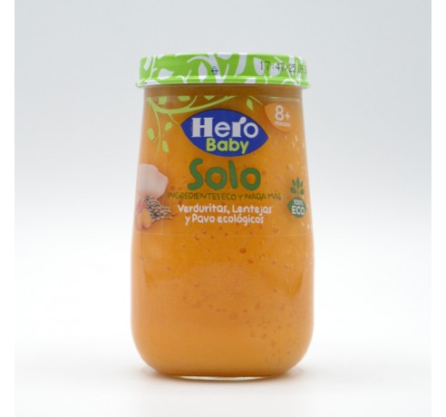 HERO BABY SOLO VERDURITAS LENTEJAS Y PAVO 190 G Potitos