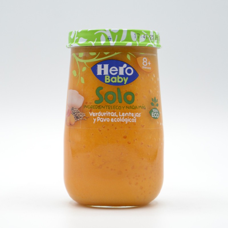 HERO BABY SOLO VERDURITAS LENTEJAS Y PAVO 190 G Potitos