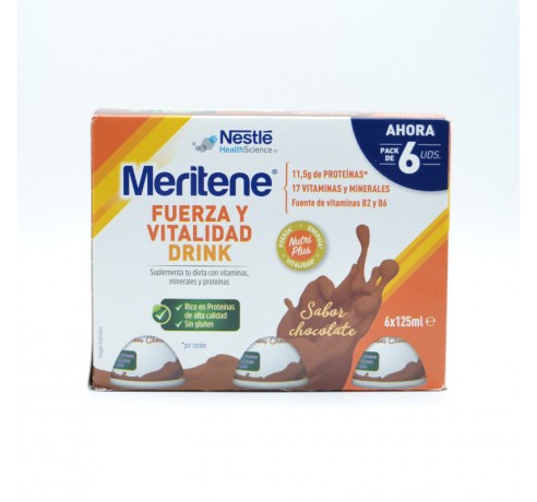 MERITENE FUERZA Y VITALIDAD DRINK CHOCOLATE 6X125 ML Nutrición de adulto