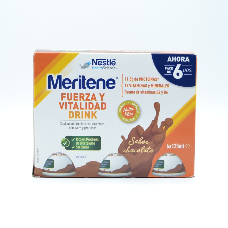 MERITENE FUERZA Y VITALIDAD DRINK CHOCOLATE 6X125 ML Nutrición de adulto