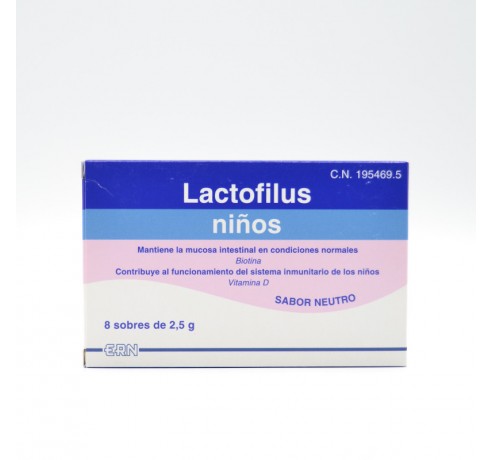 LACTOFILUS NIÑOS 8 SOBRES X 2.5 G Complementos alimenticios