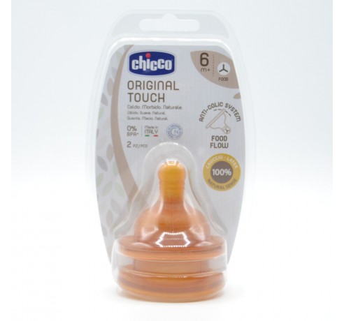 TETINA CHICCO ORIGINAL TOUCH CAUCHO CORTE Y +6M Biberones y tetinas