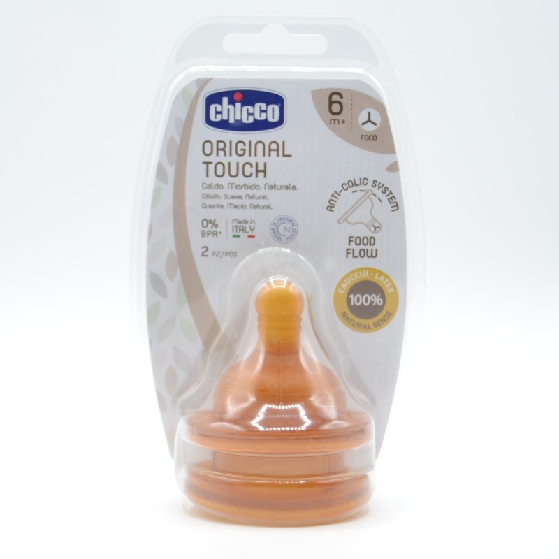 TETINA CHICCO ORIGINAL TOUCH CAUCHO CORTE Y +6M Biberones y tetinas