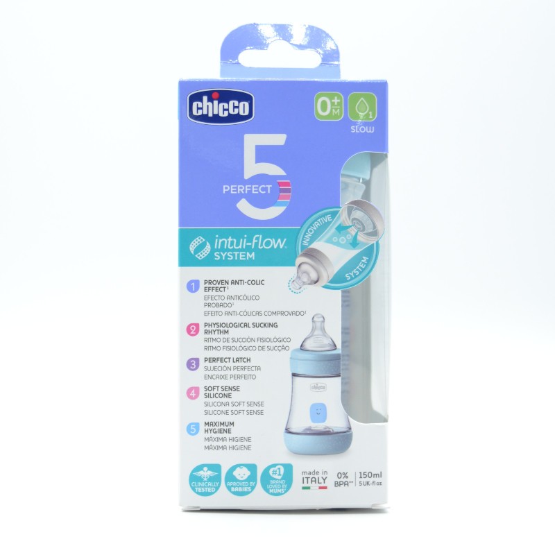 Biberon Chicco Anti-Colico Silicona Azul +0M F Lento 150 Ml