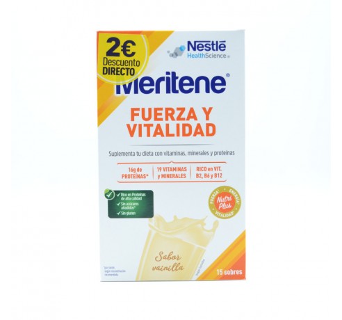 MERITENE FUERZA Y VITALIDAD VAINILLA 15 SOBRES Nutrición de adulto