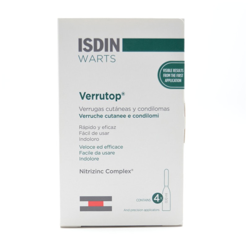 VERRUTOP ISDIN WARTS 0.10 ML 4 AMPOLLAS Y APLICA Anti-verrugas VERRUTOP ISDIN WARTS 0.10 ML 4 AMPOLLAS Y APLICA Anti-verrugas
