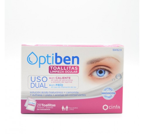 OPTIBEN TOALLITAS USO DUAL 28 TOALLITAS Higiene ocular y toallitas