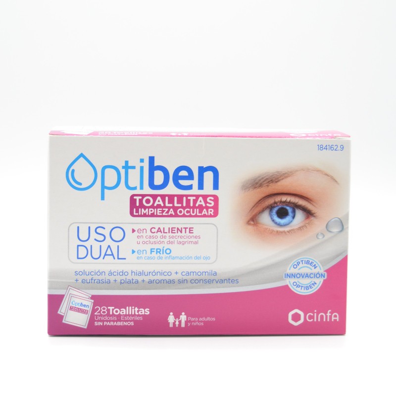 OPTIBEN TOALLITAS USO DUAL 28 TOALLITAS Higiene ocular y toallitas