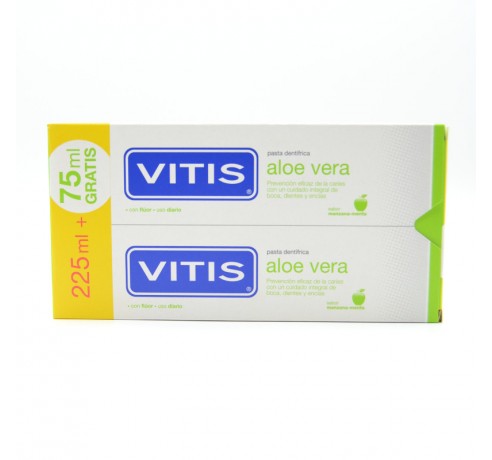 VITIS PASTA ALOE VERA MANZANA DUPLO 2X150 ML Encías, caries, dientes sensibles