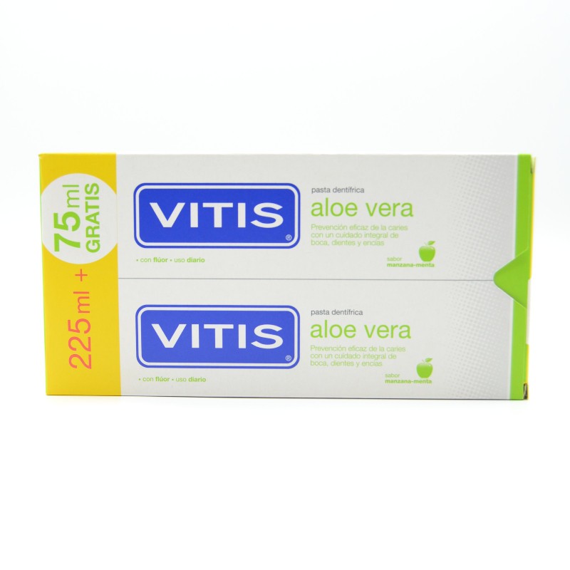 VITIS PASTA ALOE VERA MANZANA DUPLO 2X150 ML Encías, caries, dientes sensibles