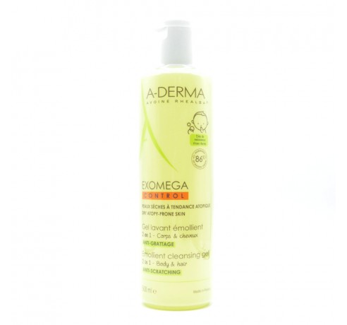 A-DERMA EXOMEGA CONTROL GEL LIMPIADOR EMOLIENTE 2EN1 500 ML Hidratación y piel atópica