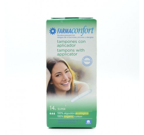 FARMACONFORT TAMPONES SUPER 100%ALGODON 14 U Menstruación