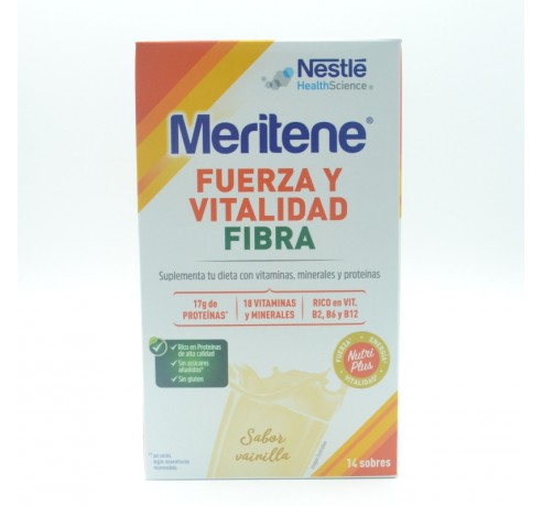 MERITENE FUERZA Y VITALIDAD FIBRA VAINILLA 14 SOBRES Nutrición de adulto