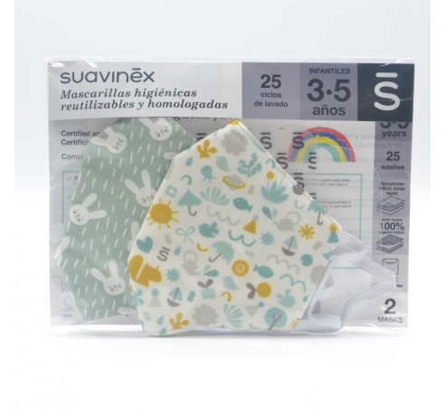 SUAVINEX MASCARILLA 3-5 AÑOS MEMORIE+VERDE 2 UD Mascarillas