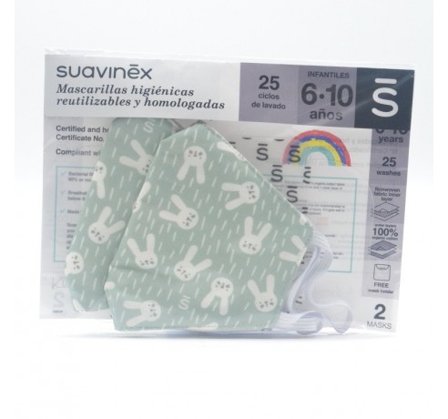 SUAVINEX MASCARILLA 6-10 AÑOS VERDE 2U Mascarillas