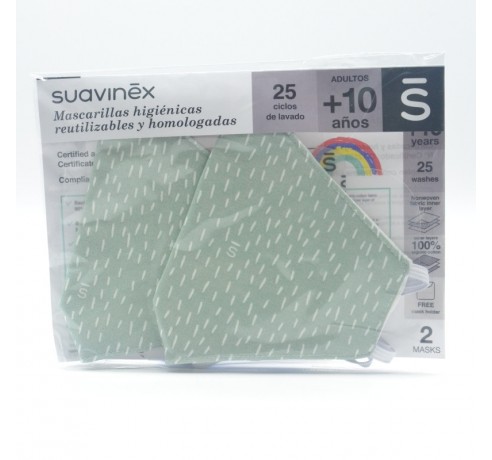 SUAVINEX MASCARILLA +10 AÑOS Y ADULTOS VERDE 2 UD Mascarillas