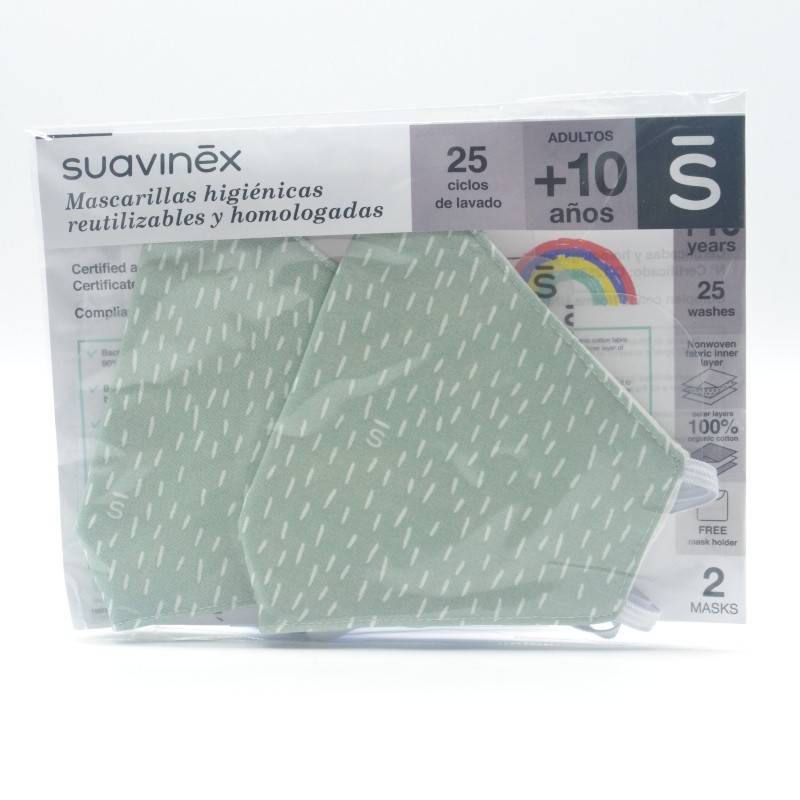 SUAVINEX MASCARILLA +10 AÑOS Y ADULTOS VERDE 2 UD Mascarillas