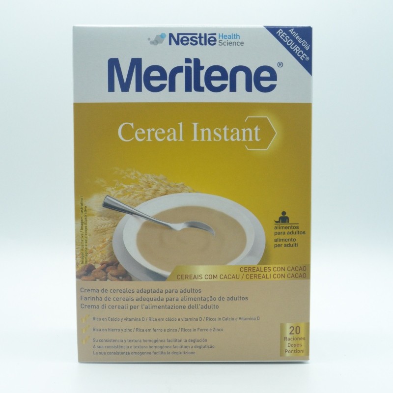 MERITENE PAPILLA CEREALES CON CACAO 300 G 2 BOLS Nutrición de adulto