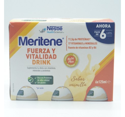 MERITENE FUERZA Y VITALIDA DRINK VAINILLA 6X125 ML Nutrición de adulto