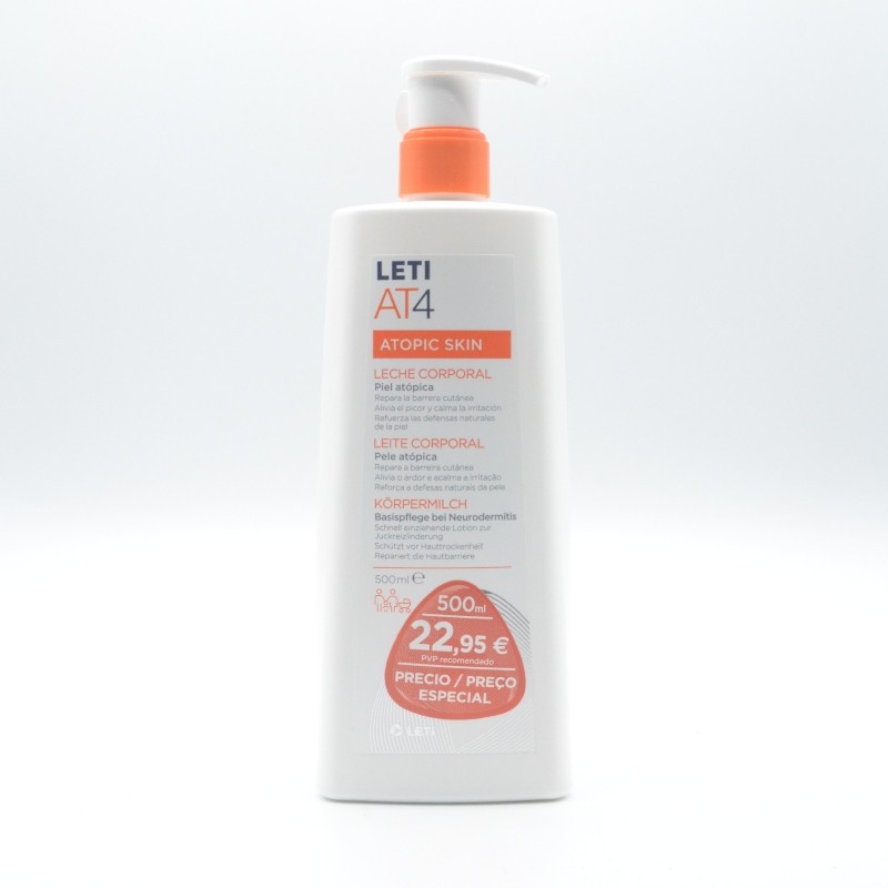 LETI AT-4 LECHE CORPORAL 500ML Hidratación y piel atópica LETI AT-4 LECHE CORPORAL 500ML Hidratación y piel atópica