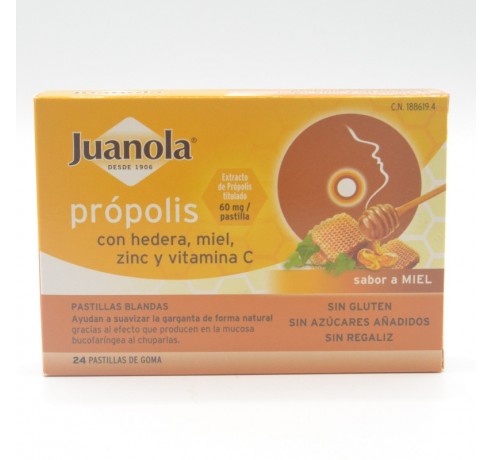 JUANOLA PROPOLIS MIEL HIEDRA 24 PASTILLAS Caramelos y chicles