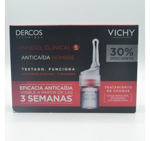 DERCOS AMINEXIL CLINICAL 5 HOMBRE 6 ML 21 MONODO Anticaída