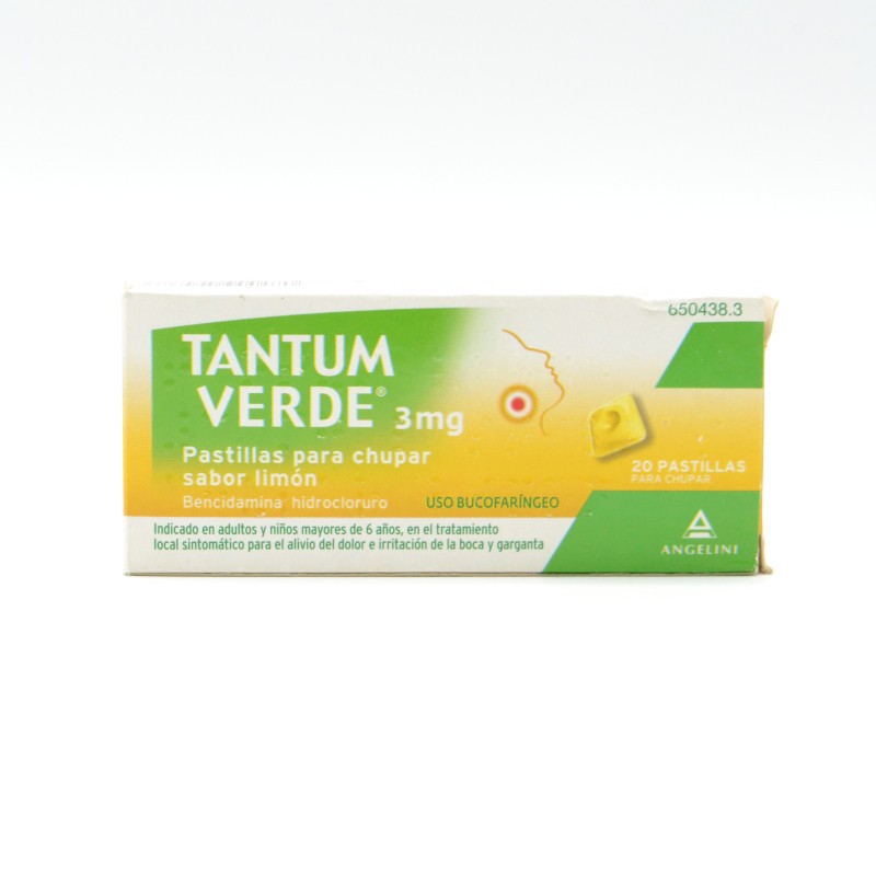 TANTUM VERDE LIMON 3 MG 20 PASTILLAS PARA CHUPAR Dolor de garganta