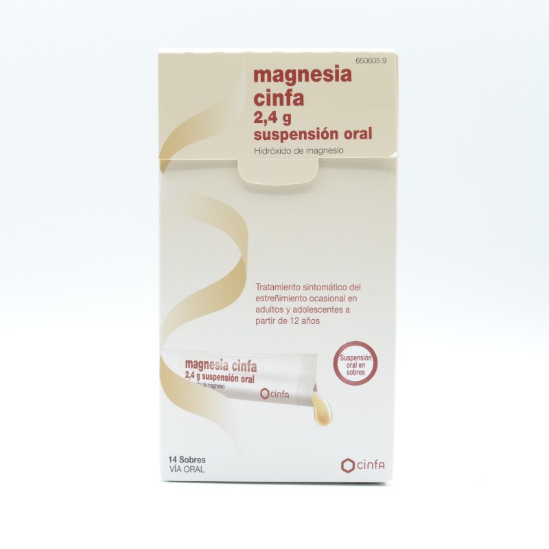 MAGNESIA CINFA 2.4 G 14 SOBRES SUSPENSION ORAL 1 Laxantes orales MAGNESIA CINFA 2.4 G 14 SOBRES SUSPENSION ORAL 1 Laxantes orales