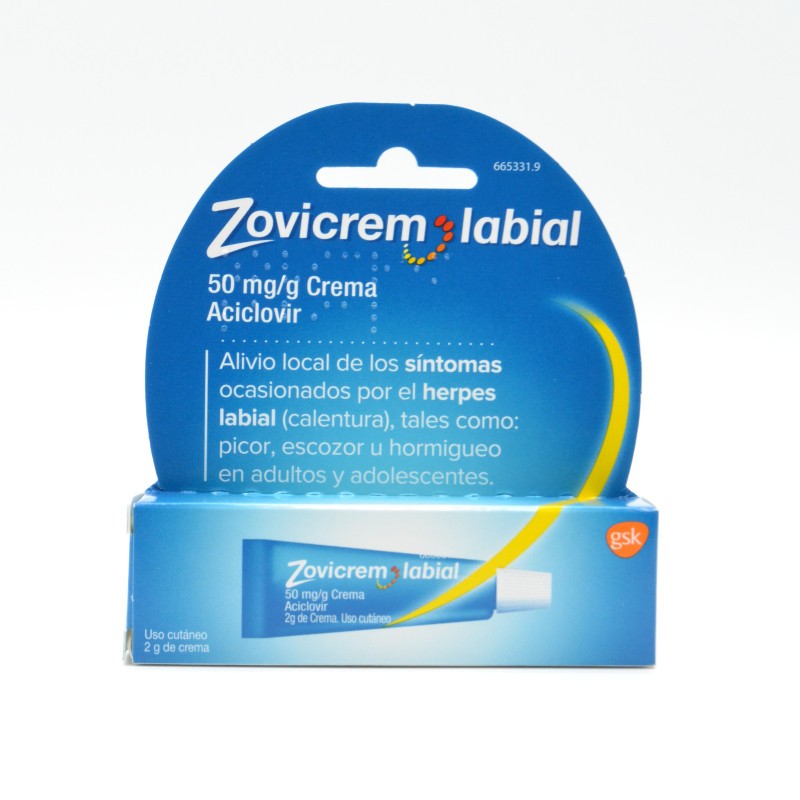 ZOVICREM LABIAL 50 MG/G CREMA 2 G TUBO Tratamiento de herpes y encías