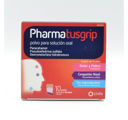 PHARMATUSGRIP 500/30/15 MG 10 SOBRES POLVO SOLUCION ORAL Antigripales