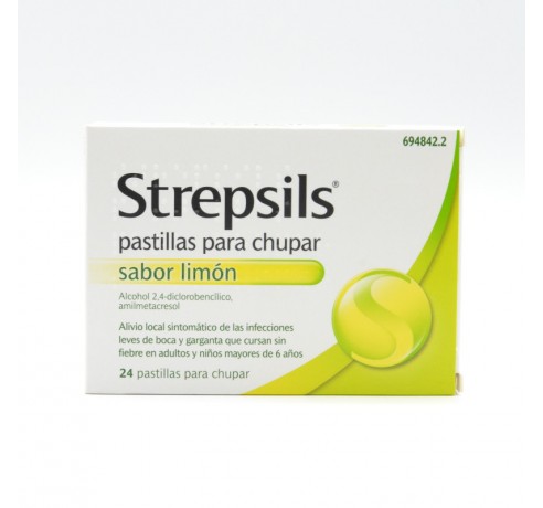 STREPSILS LIMON S/AZUCAR 24 PASTILLAS PARA CHUPA Dolor de garganta