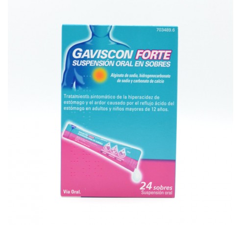 GAVISCON "FORTE" 24 SOBRES SUSPENSION ORAL 10 ML Antiácidos