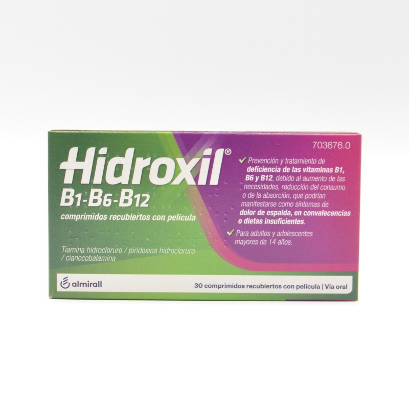 HIDROXIL B1 B6 B12 30 COMPRIMIDOS RECUBIERTOS Vitaminas y defensas