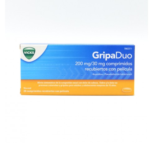 GRIPADUO 200/30 MG 20 COMPRIMIDOS RECUBIERTOS Antigripales