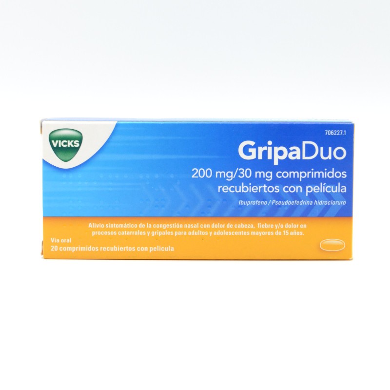 GRIPADUO 200/30 MG 20 COMPRIMIDOS RECUBIERTOS Antigripales