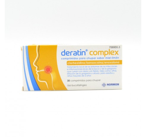 DERATIN COMPLEX MIEL-LIMON 30 COMP PARA CHUPAR Dolor de garganta